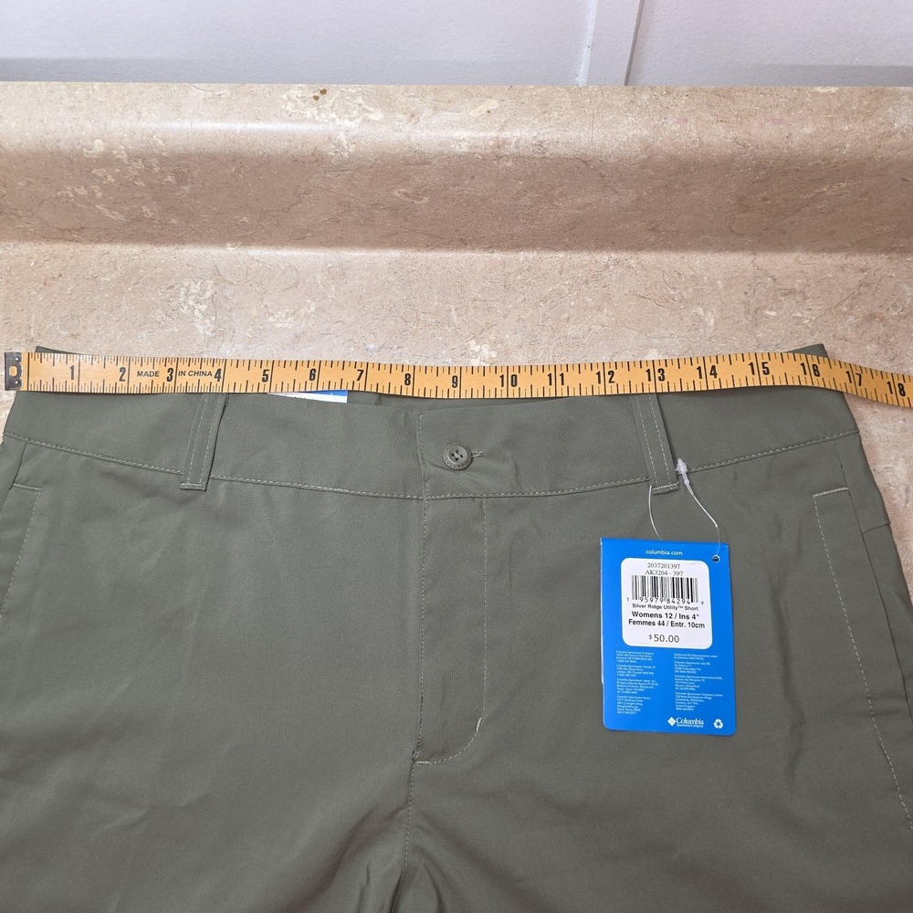 New Columbia Silver Ridge Utility Shorts Women 12 Green Cuffed Hiking 4 Inseam - Picture 5 of 10